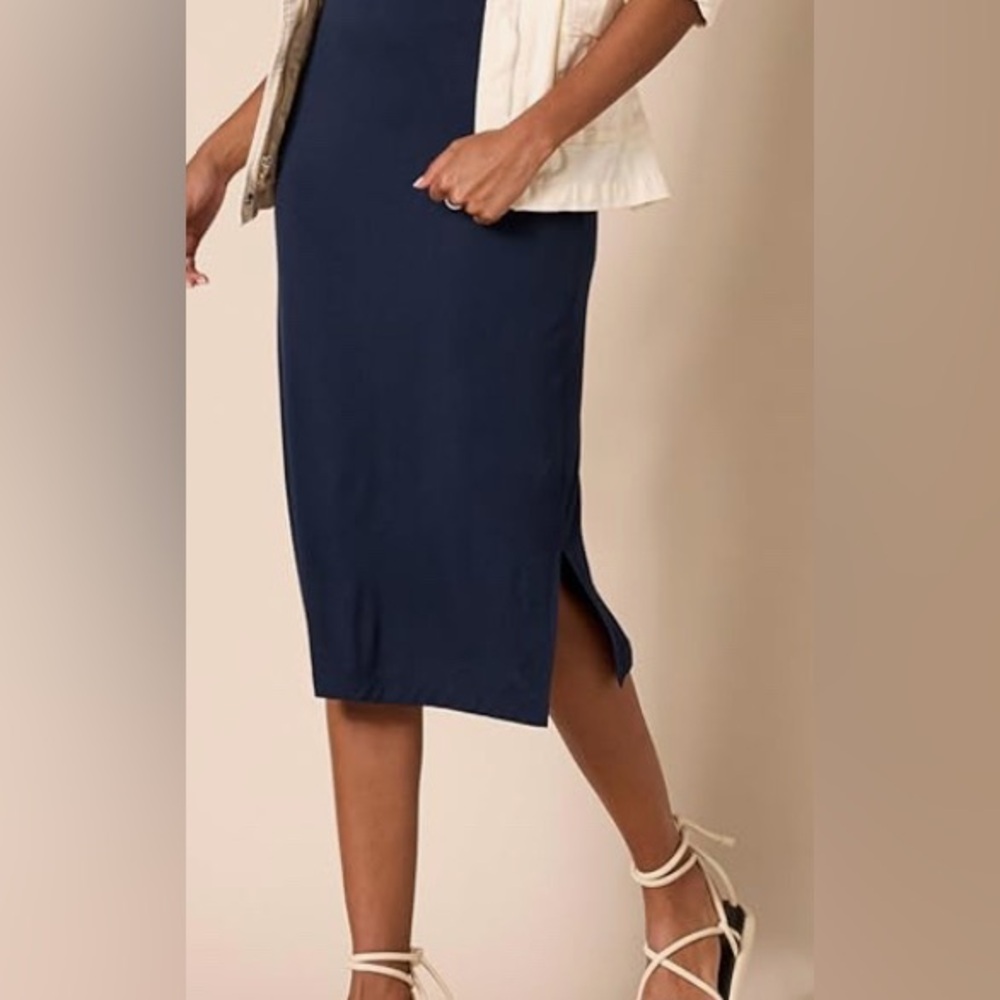 nwt-Casual High Waist Elastic Drawstring
Stretch Sweat Slit Midi Long Skirt - Picture 3 of 7